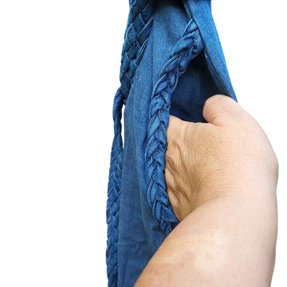 Women's Sleeveless Denim Button-Down Maxi Dress Braided Belt G By Giuliana M NWT - Picture 4 of 15